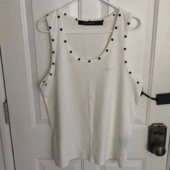 Stolen Girlfriends Club Shirts | Stolen Girlfriends Club White Stone Metal Tank Top | Color: White | Size: L | Pm-12474658'S Closet